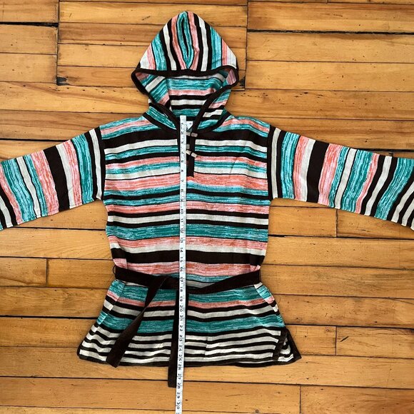 Vintage 70's Striped Hooded Tunic with Bell Sleeves, Size 38 (US S) - Picture 11 of 13